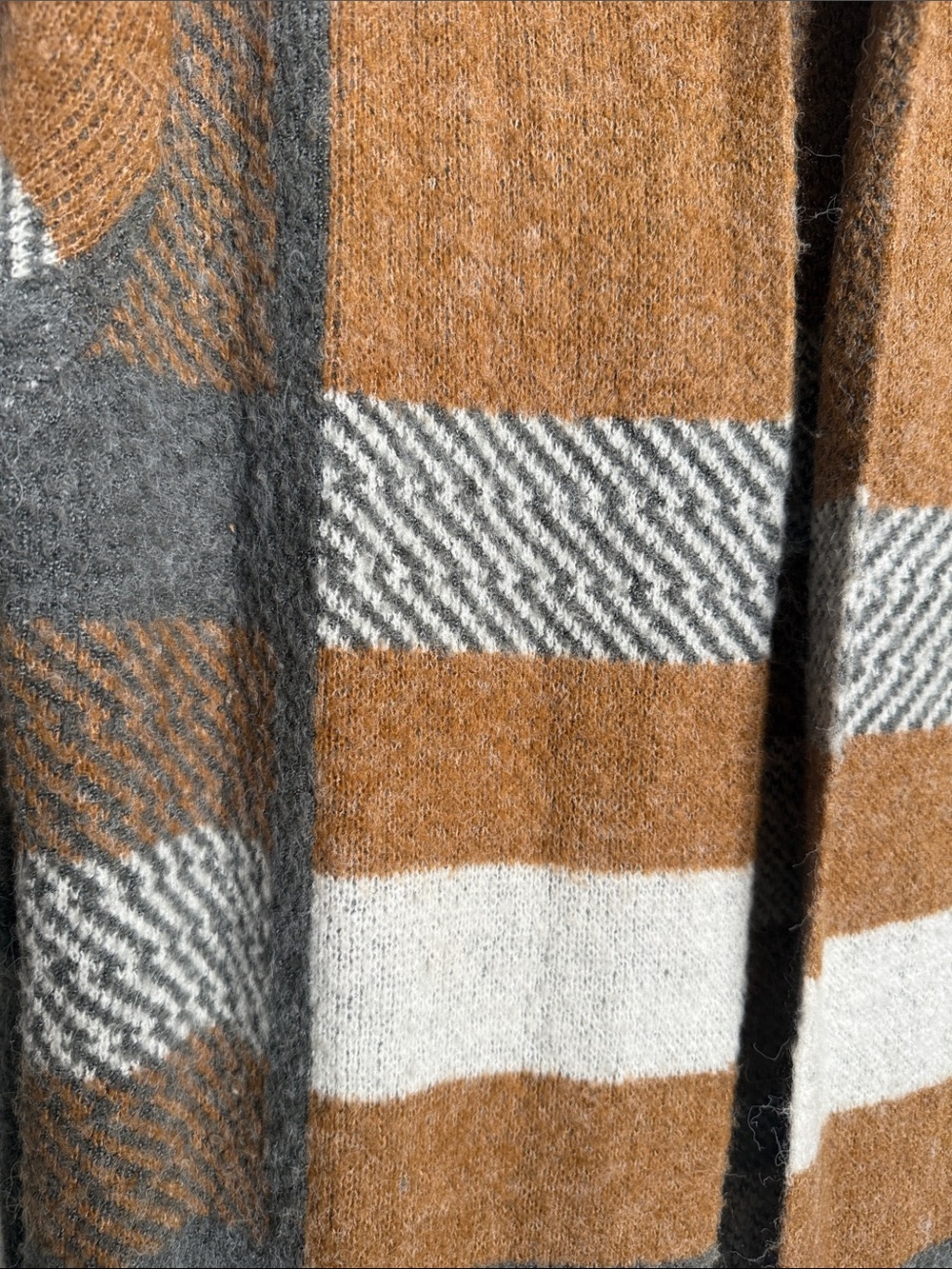 Natural Reflections Hooded Open-Front Cardigan in Brown, Gray & Cream - Picture 5 of 13